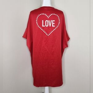 Victoria's Secret Love Red Satin-Like Ruffle Kimono Robe OS Valentine's Day